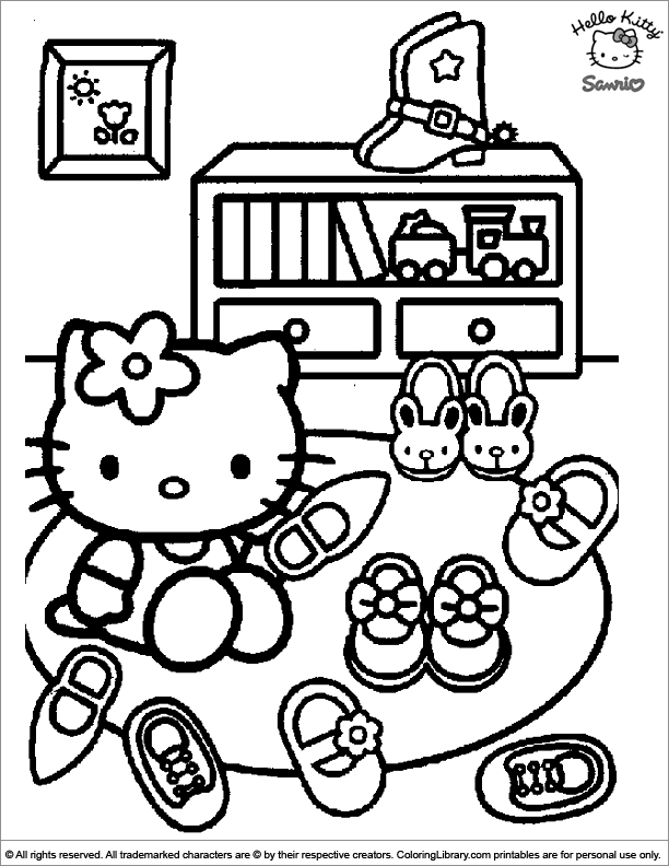 hello kitty classroom coloring page